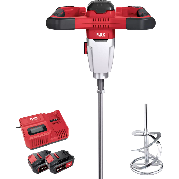 FLEX - Mixer Set, brushless, c/w paddle, 2 x 5.0Ah battery, i-charger - MXE18.EC5.0SET