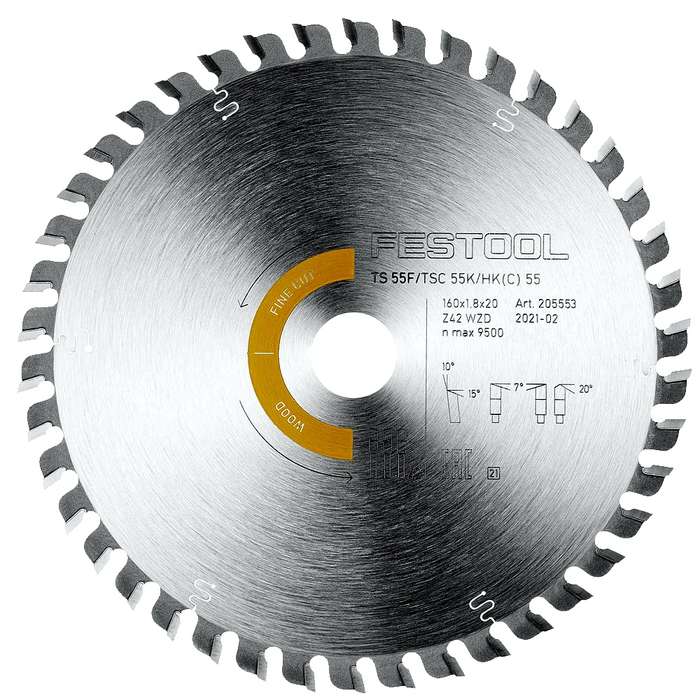 FESTOOL - SAW BLADE WOOD FINE CUT 160X1.8X20 W42FES205553