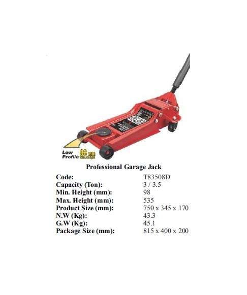 Torin BIG RED Jacks - Professional Garage Jack 3.5 ton - T83508D