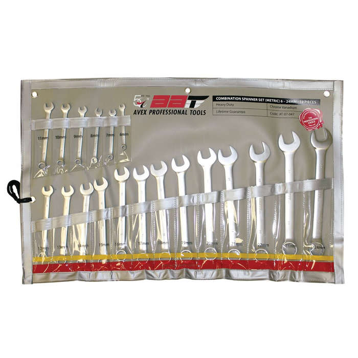 Avex Professional Tools - 19 Piece Combination Spanner Set 6-24mm - AT-07-047