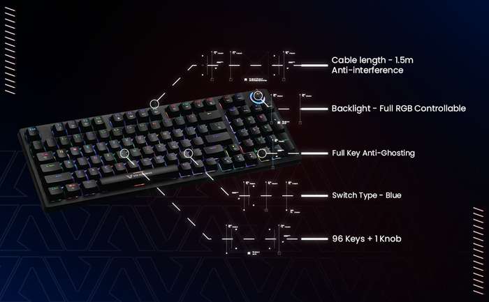 Volkano VX Gaming Warborn RGB TKL Mechanical Keyboard