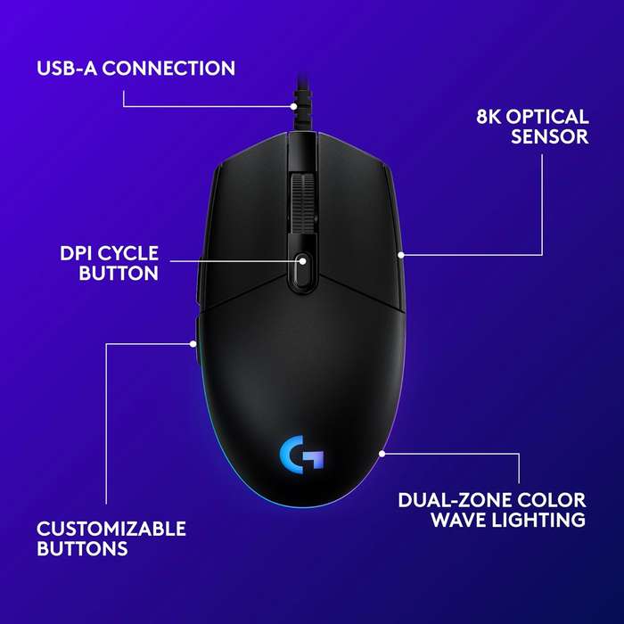 Logitech G203 Lightsync Mouse Black