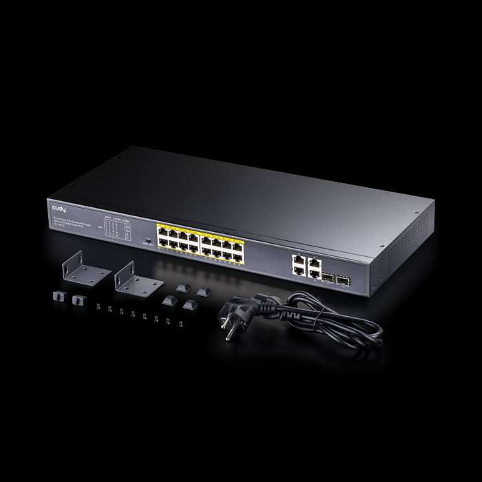 Cudy 16-Port BASE-T Gigabit,2-Port 1000 BASE-X SFP,PoE+ 200W