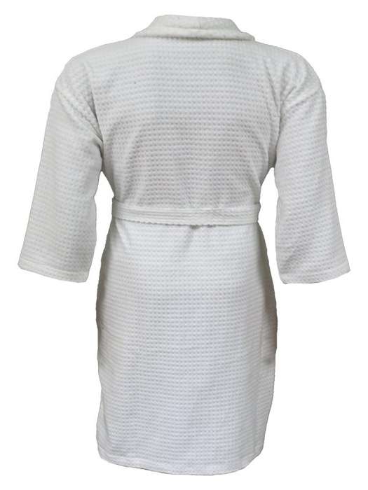 Bunty's Bathrobe - Velour - Shawl Collar - Waffle Feel White
