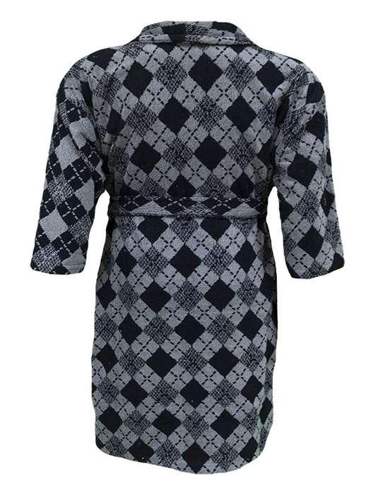 Bunty's Bathrobe - Terry - Shawl Collar - Diamond Black/Grey