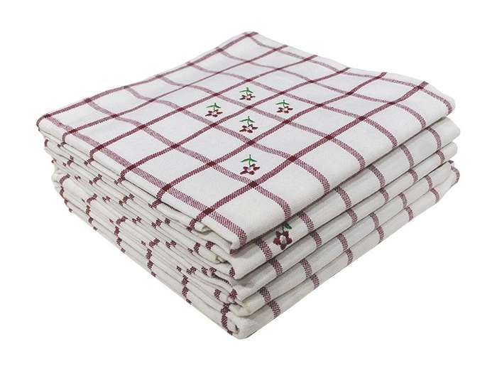 Bunty's Kitchen Towel - Design 2771 - 052x072cms - (05 Pc Pack) - Checks With Roses