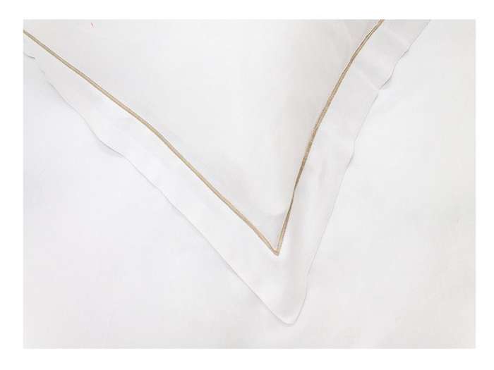 Rey's Fine Linen - Premium Collection - Oxford Beige Satin Stitch Pillow Cover Set