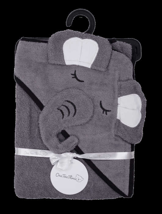 Bunty's Baby Hooded Towel - Design 014 - 090x090cms - 380GSM - 01 Pc Pack - Elephant - Castlerock