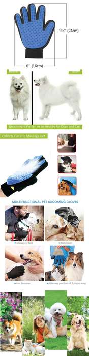 True Touch Five Finger Deshedding Glove Pet Gromming The Hair Away