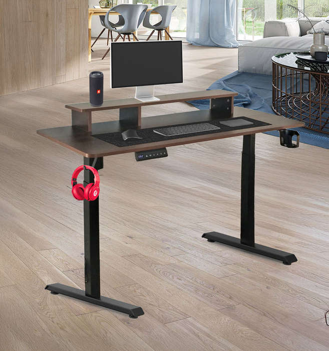 WorkNest Height Adjustable Desk - Walnut - Fine Living