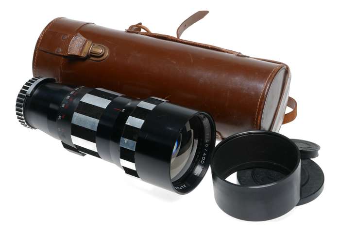 Tele-Ennalyt 1:4.5/400 mm vintage film camera lens case hood and caps
