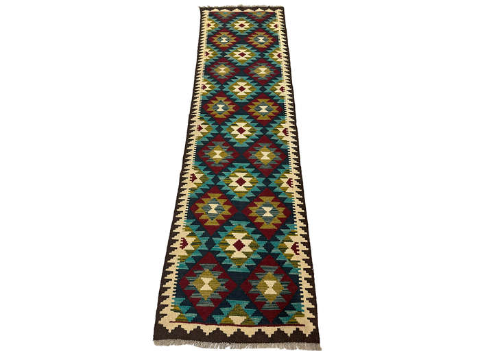 Stunning Afghan Maimana Kilim Runner - 296 x 83 CM