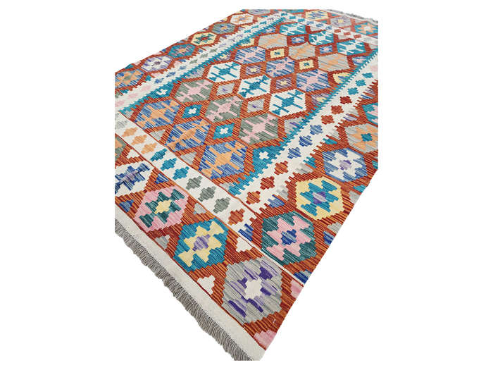 Afghan Choubi Orange Color Kilim 242 x 176 CM