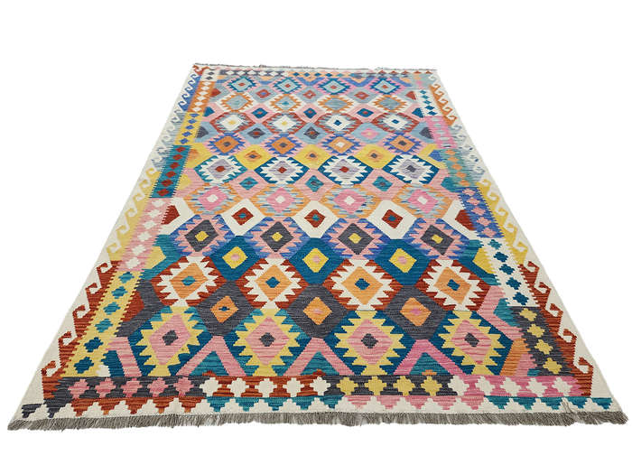 Afghan Choubi Pink Color Kilim 293 X 202 CM