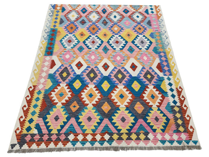 Afghan Choubi Pink Color Kilim 293 X 202 CM