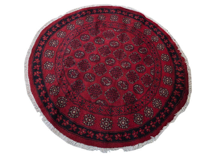 Red Afghan Handmade Round Carpet - 158 x 158 CM