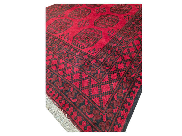 Stunning Red Afghan Handmade Carpet - 251 x 161 CM