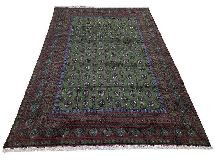Green Afghan Kunduz Handmade Carpet - 299 x 206 CM
