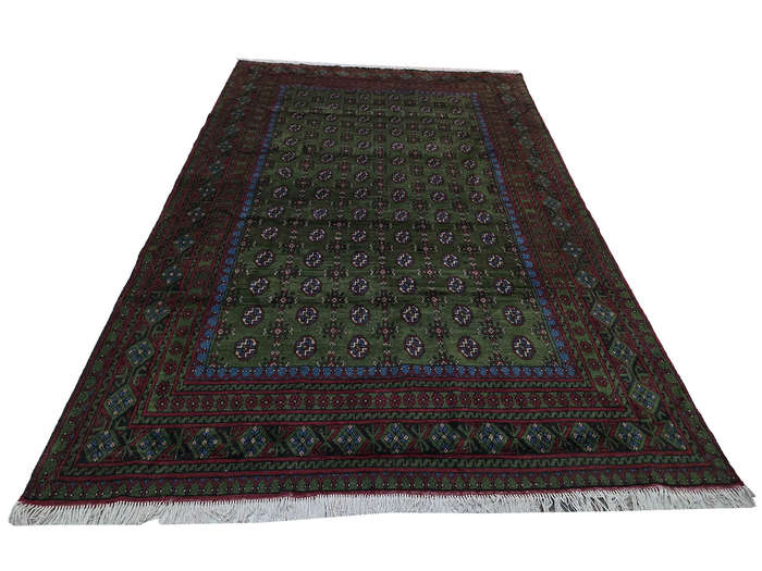Green Afghan Kunduz Handmade Carpet - 299 x 206 CM