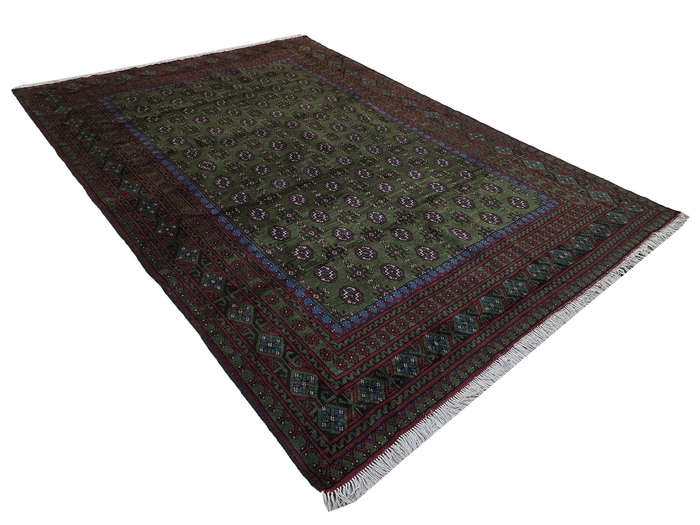 Green Afghan Kunduz Handmade Carpet - 299 x 206 CM