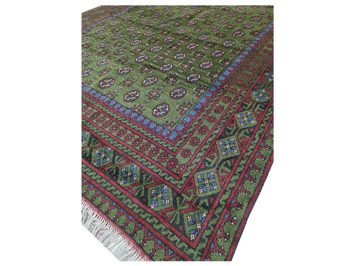 Green Afghan Kunduz Handmade Carpet - 299 x 206 CM