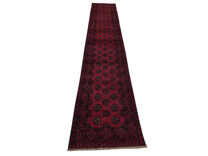 Fine Red Afghan Handmade Runner - 469 x 76 CM
