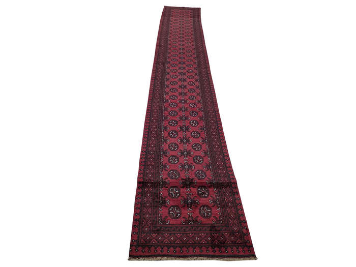 Fine Red Afghan Handmade Runner - 566 x 77 CM