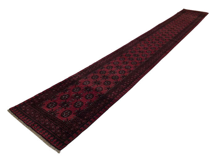Fine Red Afghan Handmade Runner - 566 x 77 CM