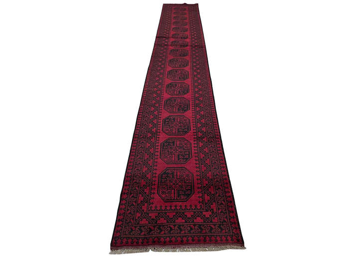 Gorgeous Red Afghan Elephant Foot Runner - 591 x 77 CM