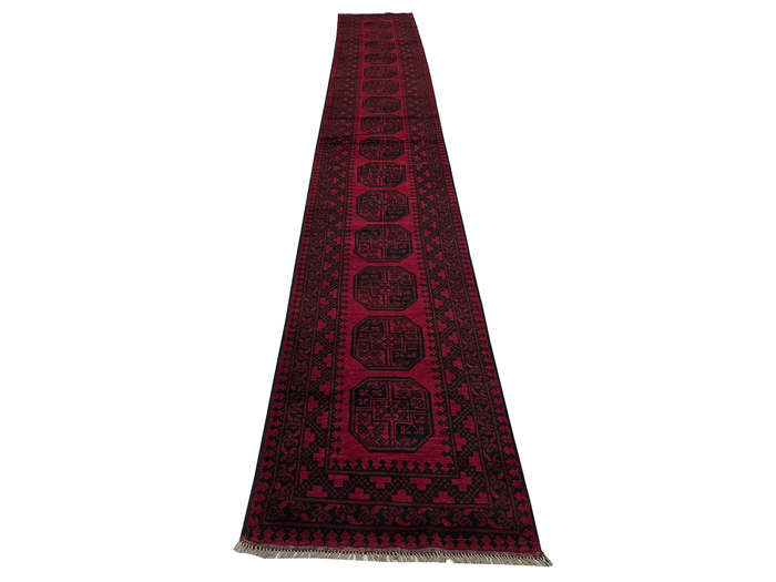 Gorgeous Red Afghan Elephant Foot Runner - 591 x 77 CM