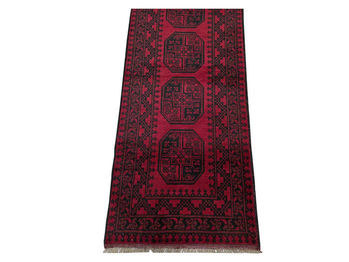 Gorgeous Red Afghan Elephant Foot Runner - 591 x 77 CM