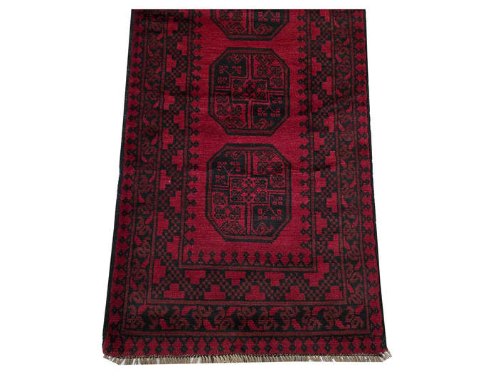 Beautiful Red Afghan Elephant Foot Runner - 589 x 77 CM