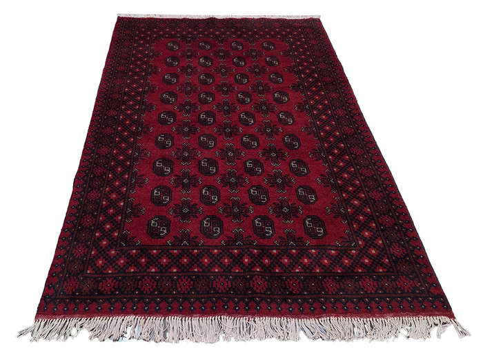 Fine Red Afghan Bukhara Hand-knotted Carpet - 180 x 121 CM