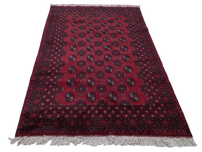 Fine Red Afghan Bukhara Hand-knotted Carpet - 180 x 121 CM