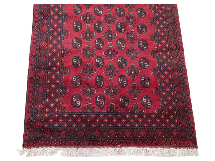 Fine Red Afghan Bukhara Hand-knotted Carpet - 180 x 121 CM