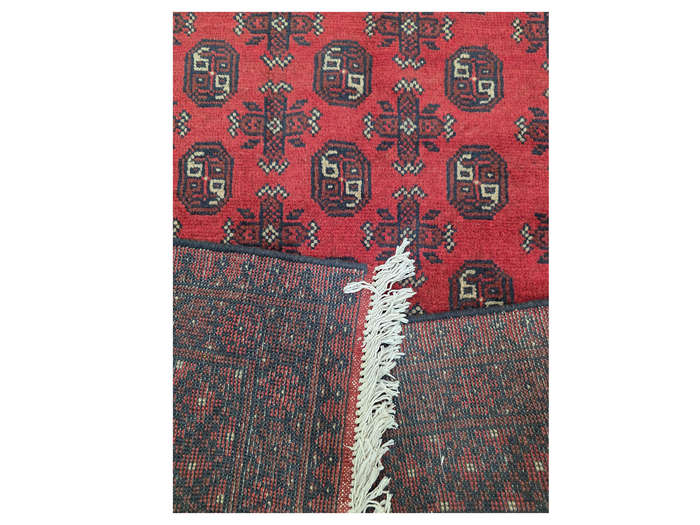 Fine Red Afghan Bukhara Hand-knotted Carpet - 180 x 121 CM