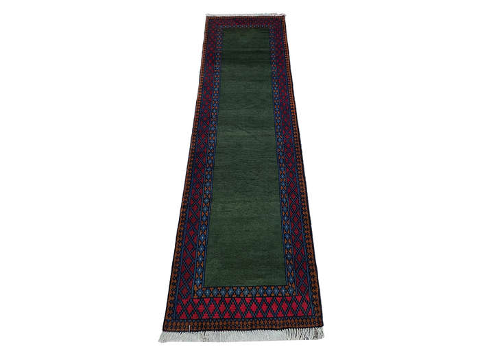 Beautiful Green Afghan Kunduz Runner- 286 x 82 CM