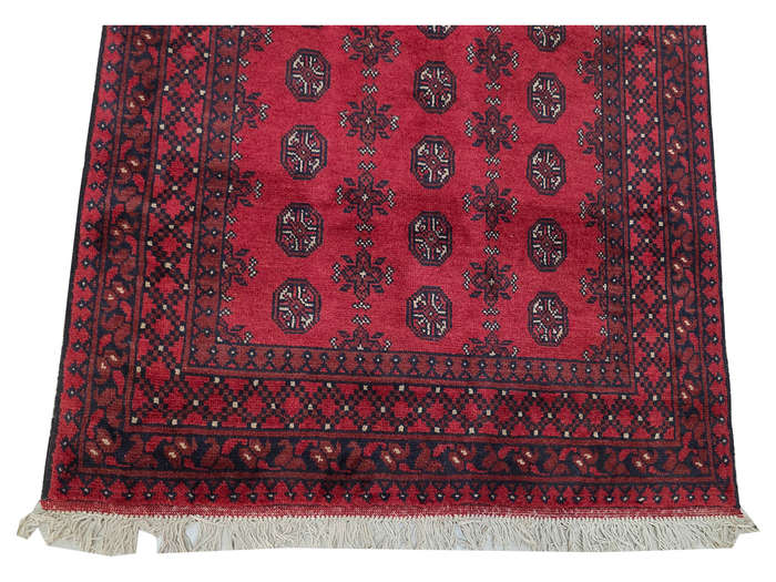 Gorgeous Red Afghan Bukhara Hand-knotted Carpet - 180 x 120 CM