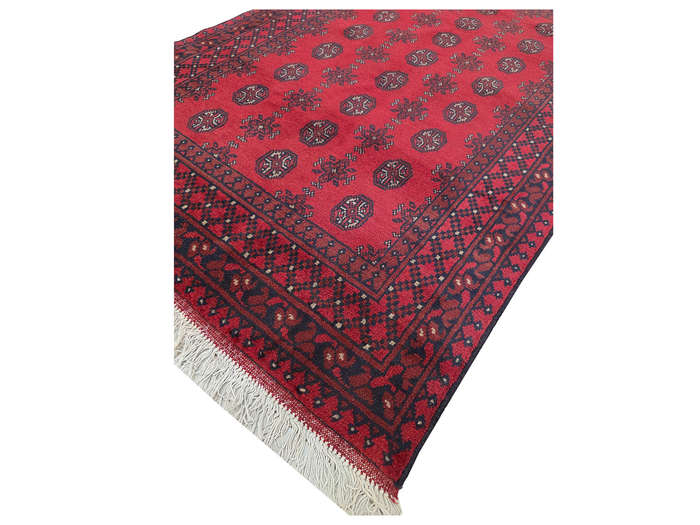 Gorgeous Red Afghan Bukhara Hand-knotted Carpet - 180 x 120 CM