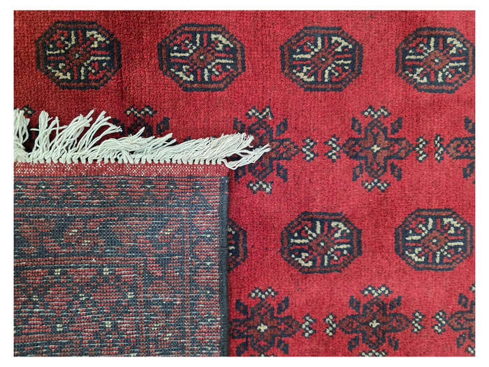 Gorgeous Red Afghan Bukhara Hand-knotted Carpet - 180 x 120 CM