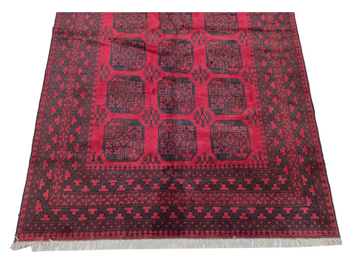 Incredible Red Afghan Elephant Foot Handmade Carpet - 294 x 196 CM