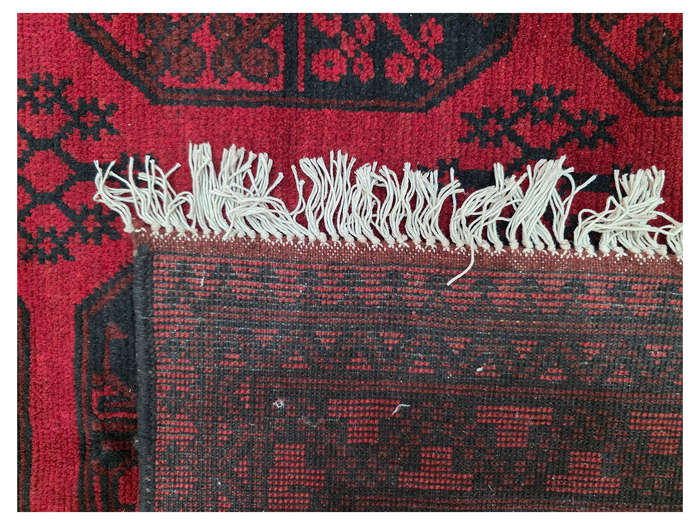 Incredible Red Afghan Elephant Foot Handmade Carpet - 294 x 196 CM