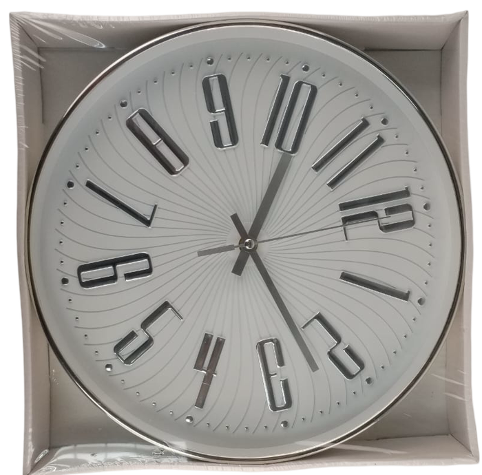 Casey Wall Clock Silver Outer Rim With Silver Details And