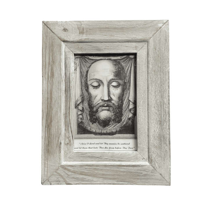 Light Wooden Framed Image of the Holy Face of Jesus