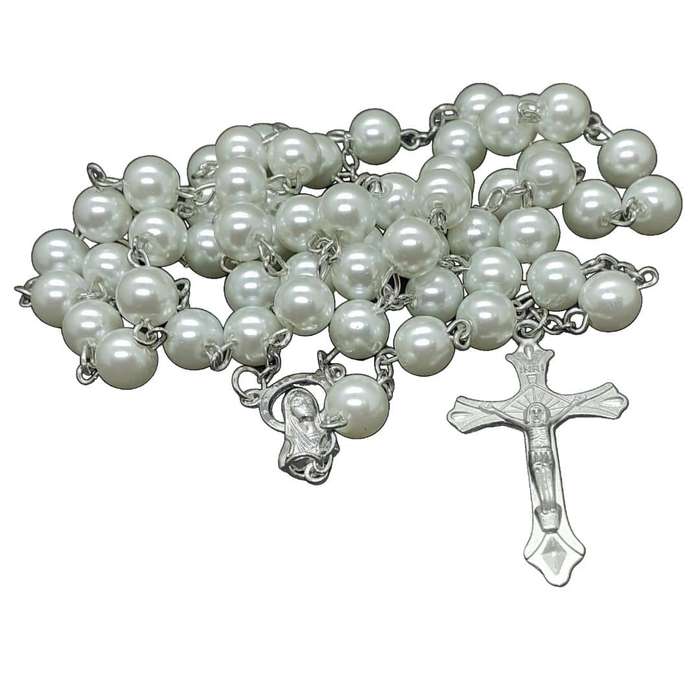 Shiny White Pearl Rosary