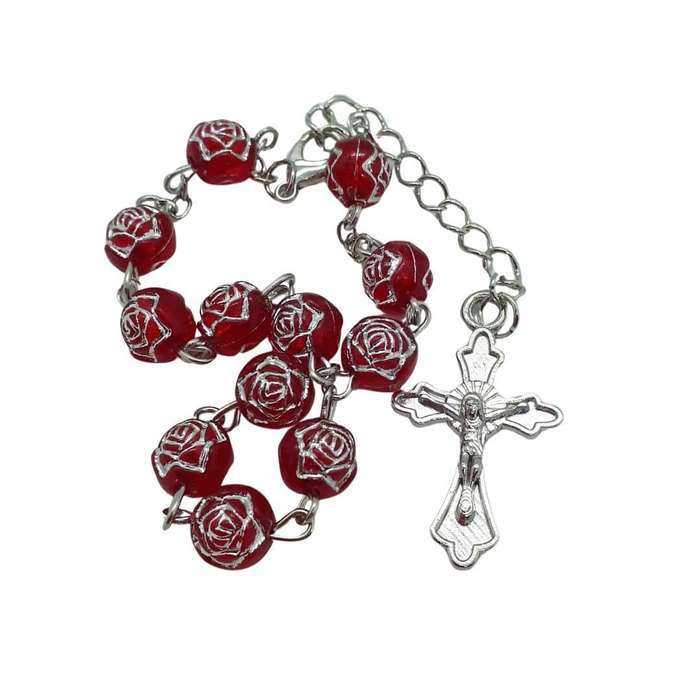 Red Rosebud Decade Rosary
