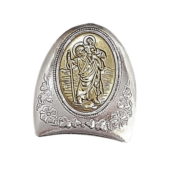 Silver and Gold Saint Christopher Plaque