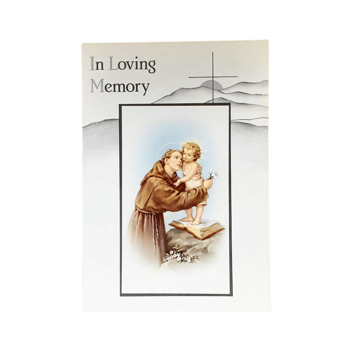 In Loving Memory Mass Card  Saint Anthony and Jesus