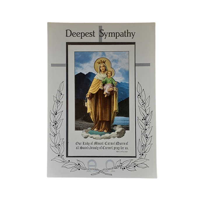 Deepest Sympathy Mass Card Our Lady of Carmel