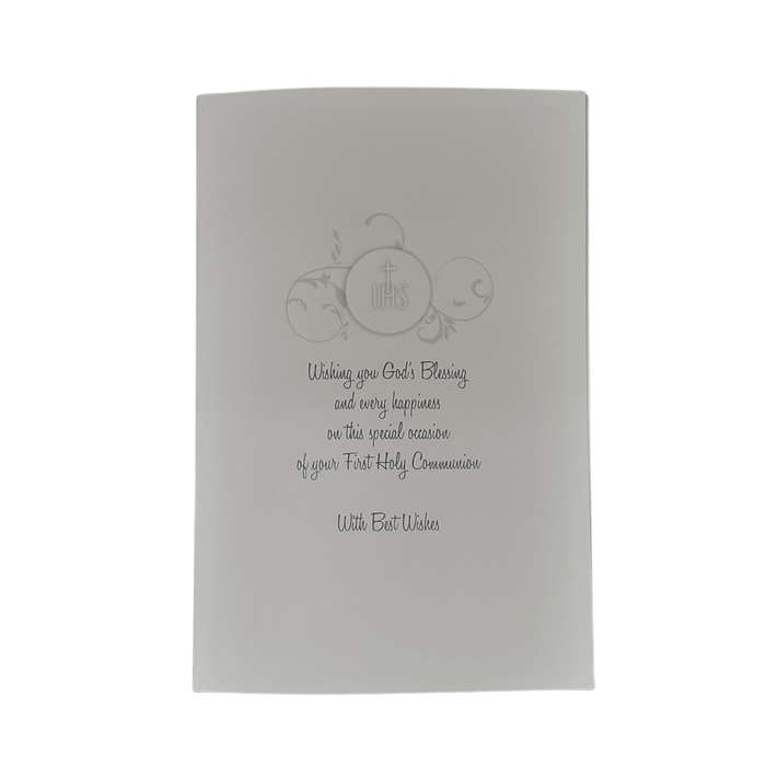 Girl's  First Holy Communion Card With Pink Bow